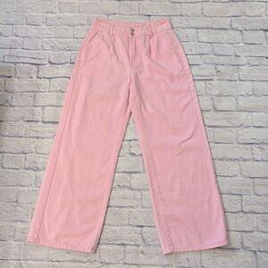SHEIN Pink Wide Leg Jeans High Waisted Pink Denim Jeans 100% Cotton Size 30